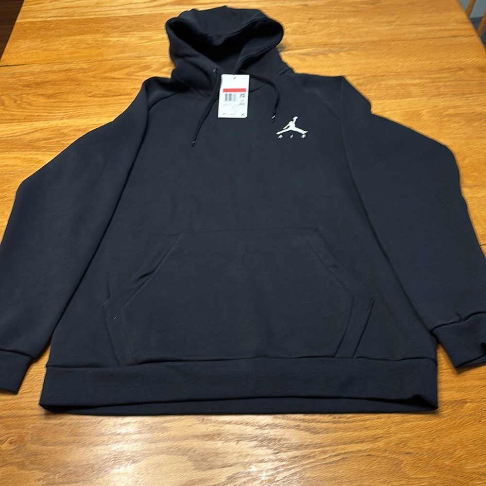 Jordan Black Pullover Hoodie with White Jumpman Logo - Picture 3 of 8